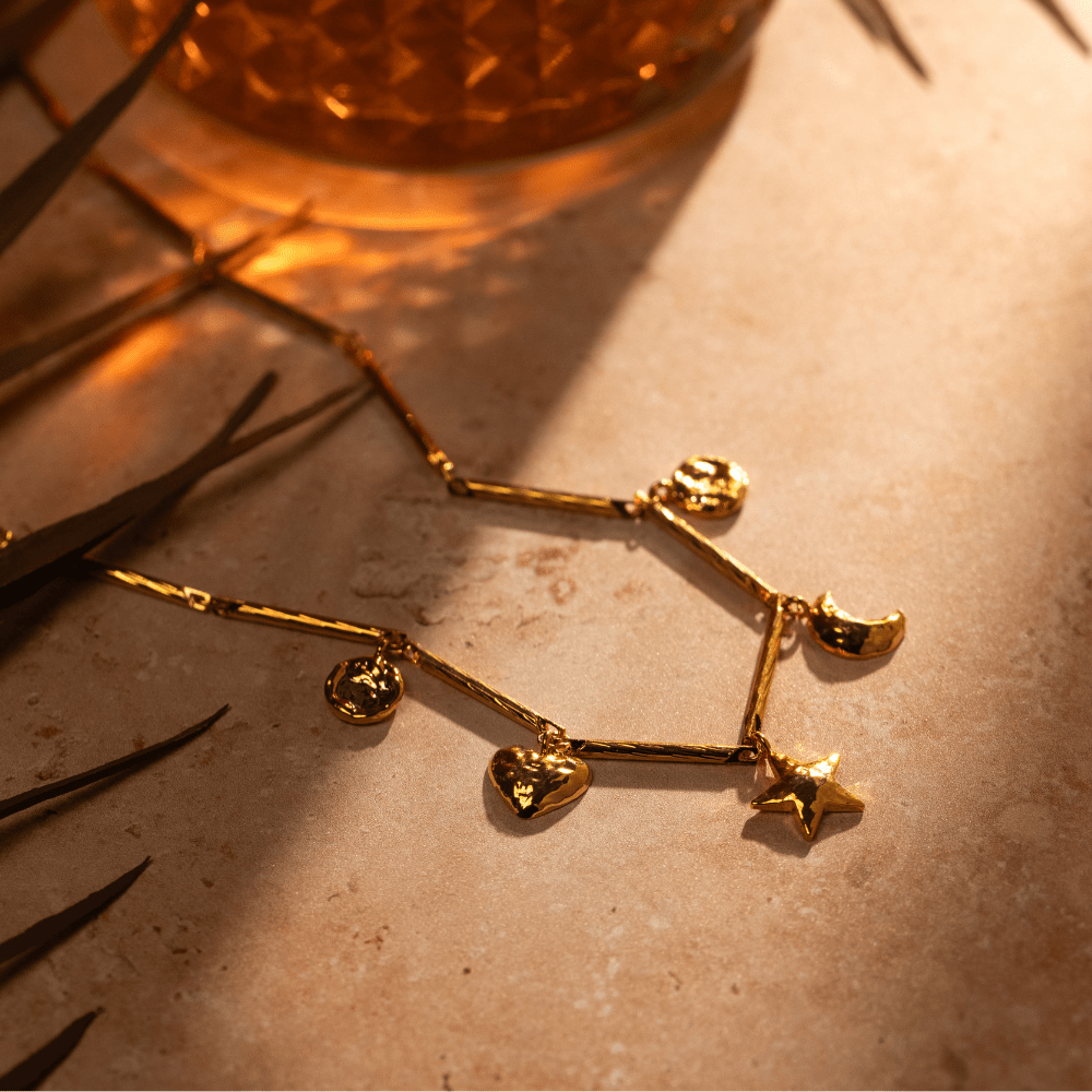 Orelia Bar Link & Molten Charm Necklace