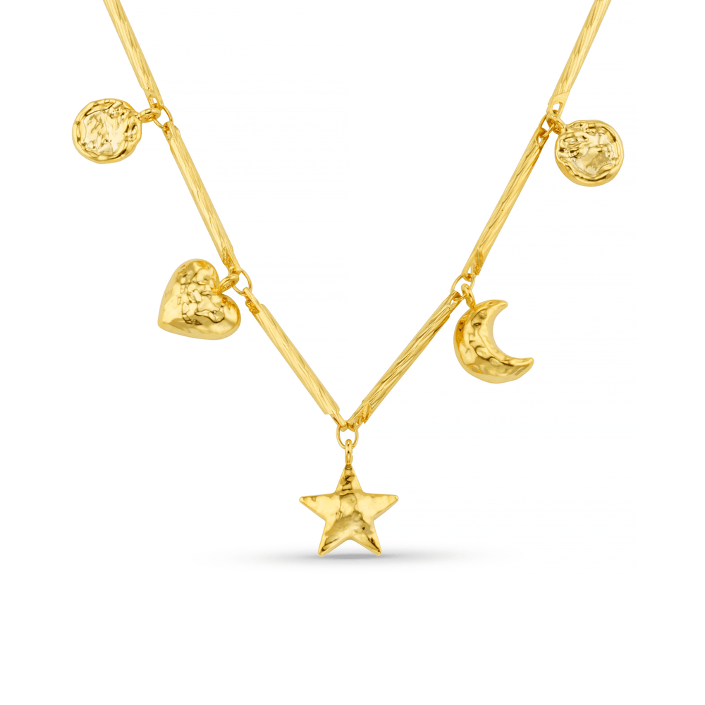 orelia Bar Link & Molten Charm Necklace