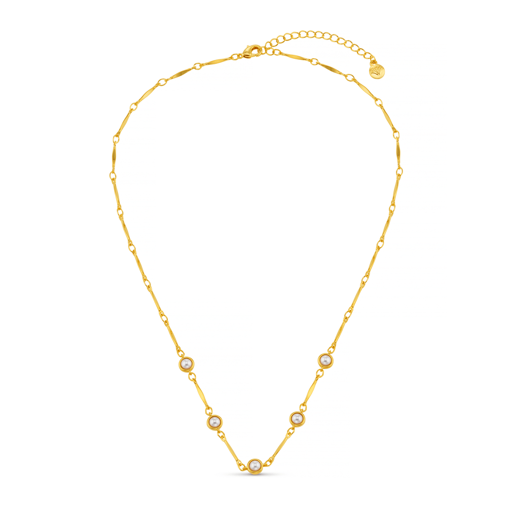 Orelia Bar Link & Stationed Pearl Necklace