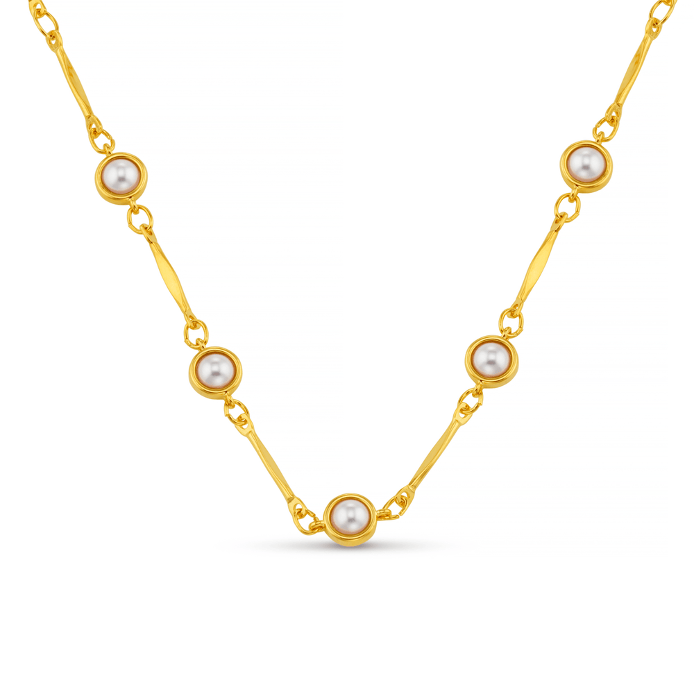 orelia Bar Link & Stationed Pearl Necklace