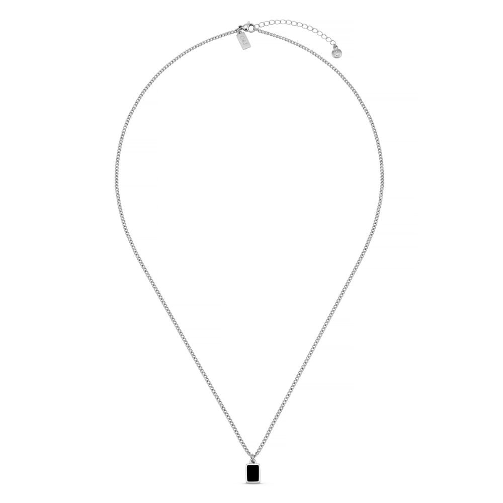 Orelia Black Agate Tag Chain Necklace