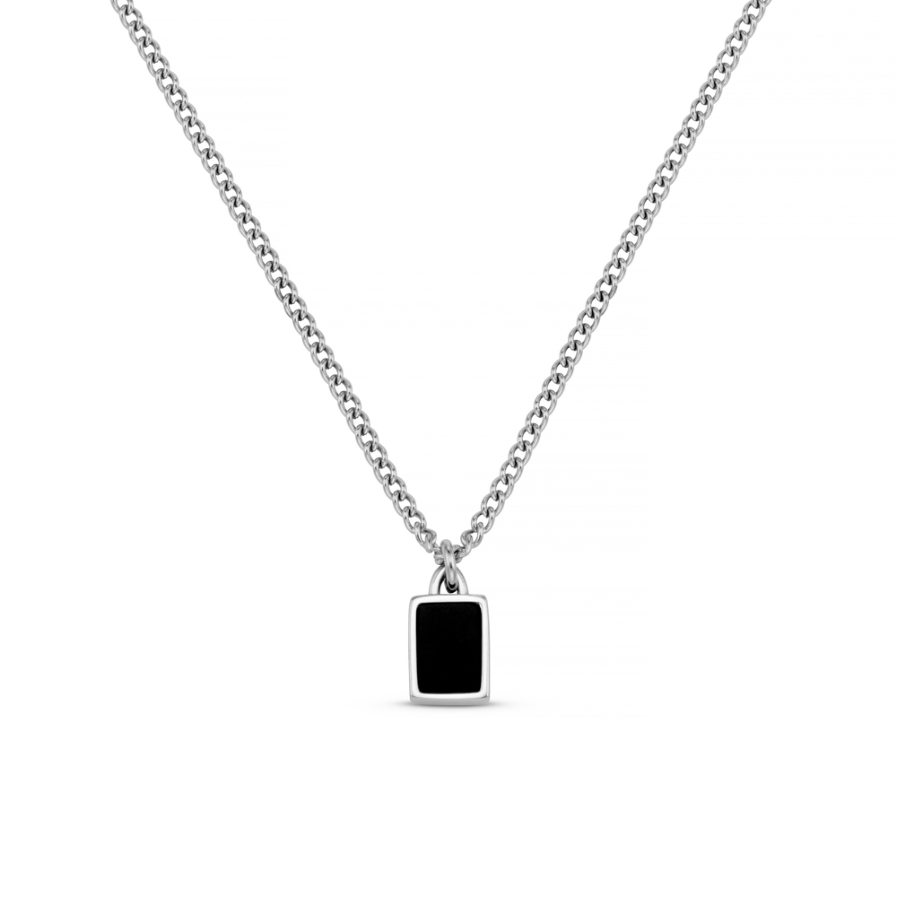 orelia Black Agate Tag Chain Necklace