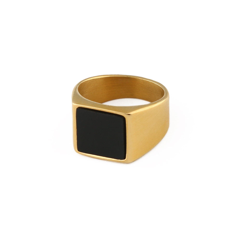 orelia Black Onyx Signet Ring - Gold