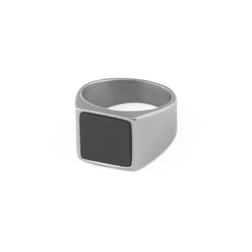 orelia Black Onyx Signet Ring - Silver