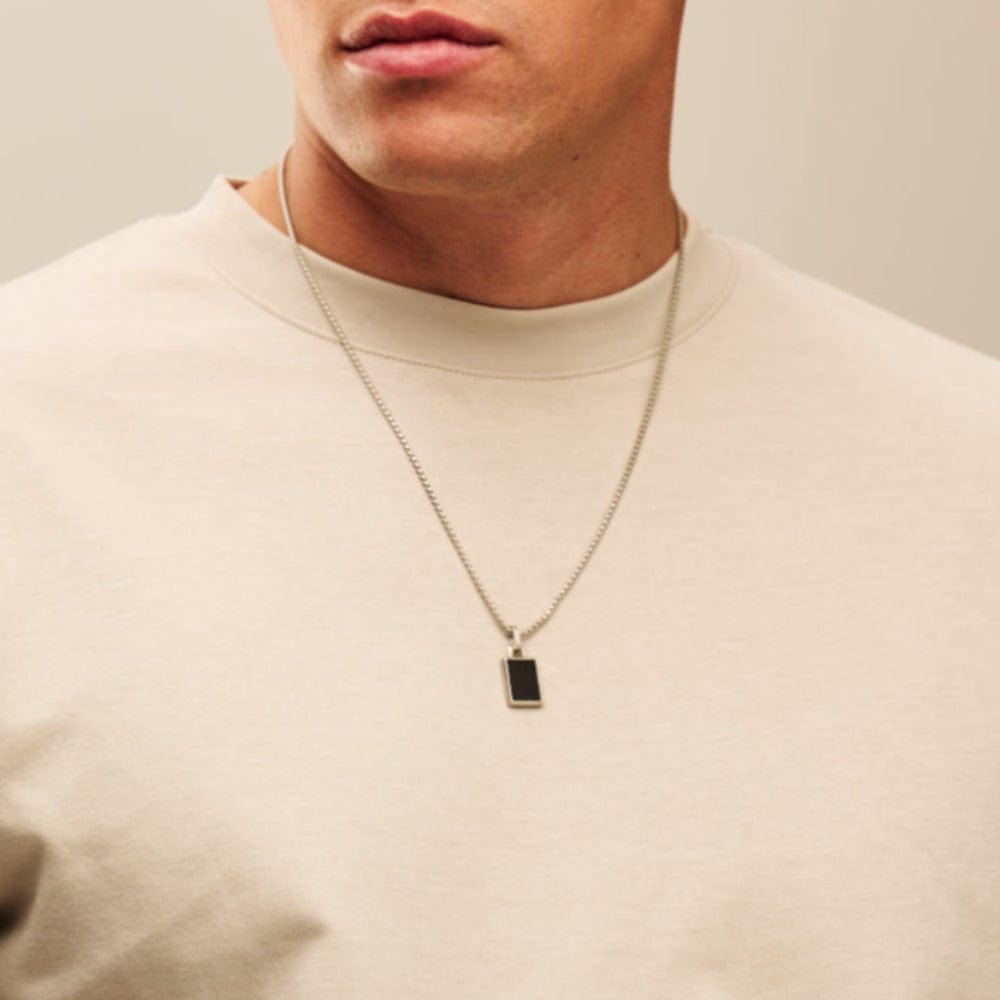 Orelia Black Onyx Tag Chain Necklace