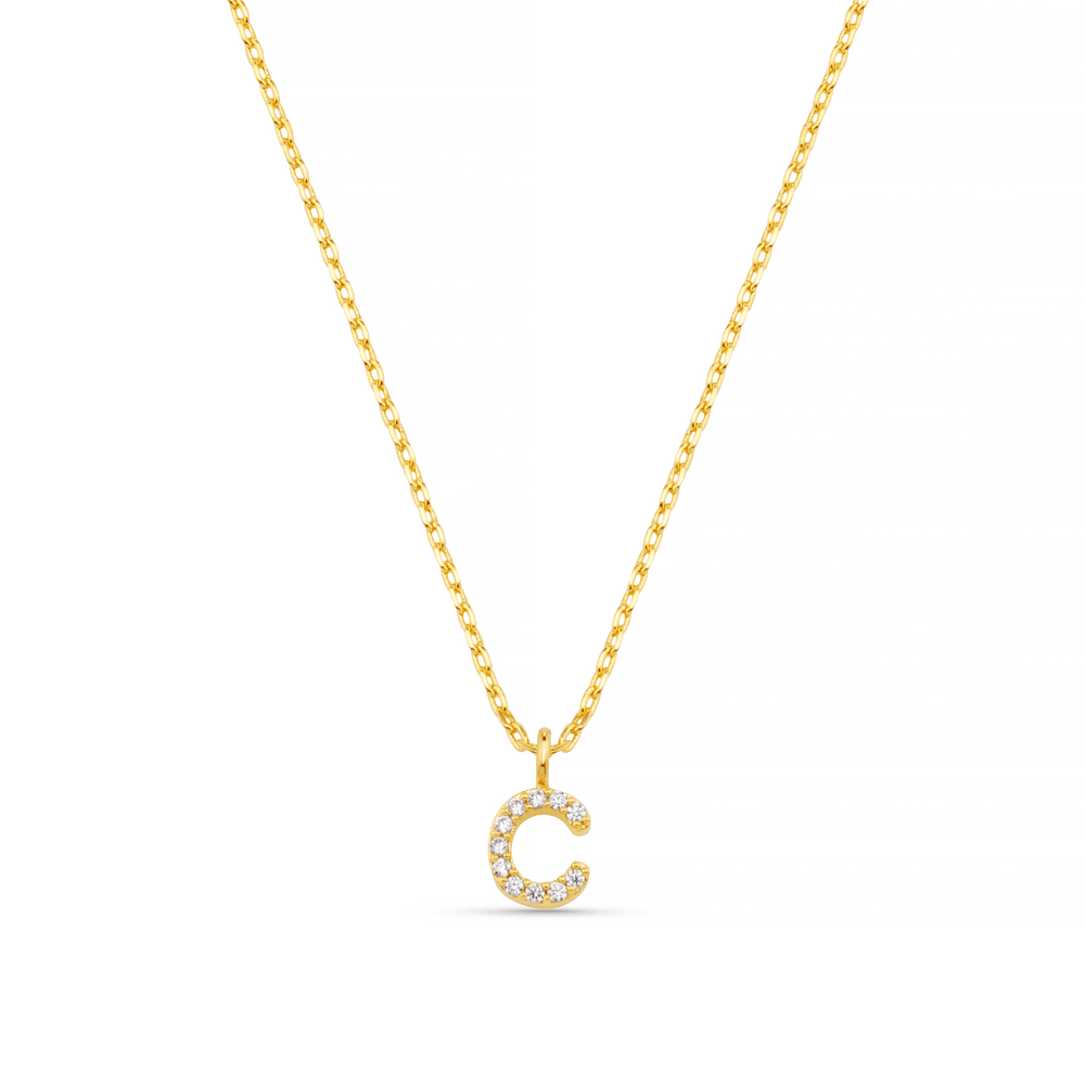 orelia C Pave Initial Charm Necklace