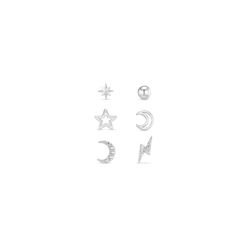 orelia Celestial Stud Pack Ear Party - Silver
