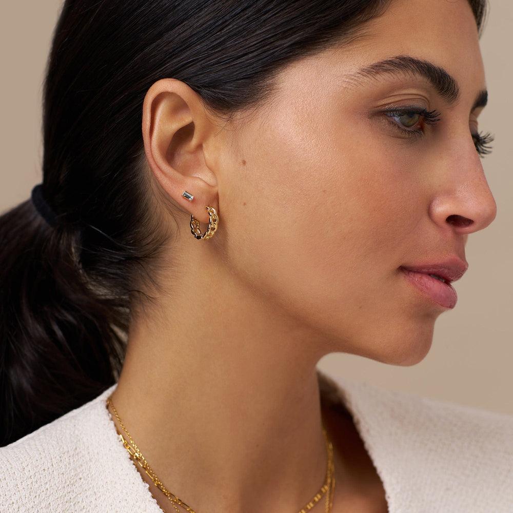 Orelia Chain Huggie Hoop Earrings - Gold