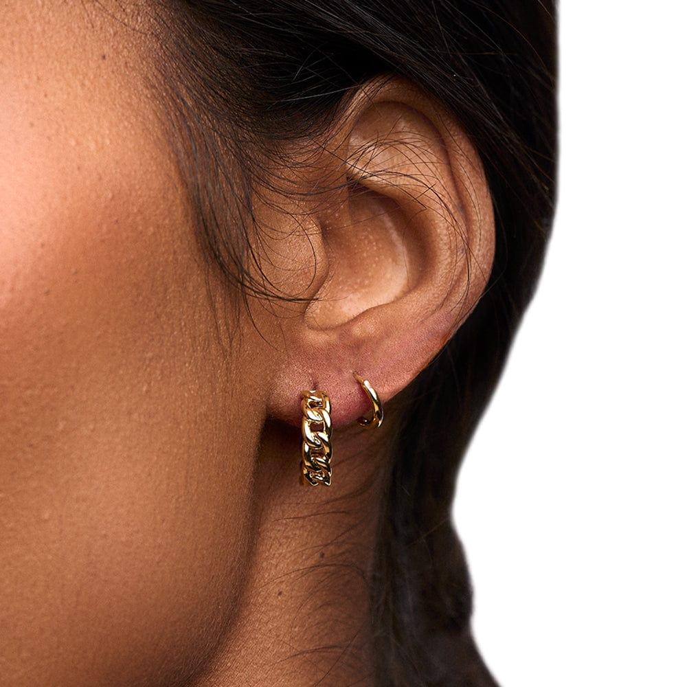 Orelia Chain Huggie Hoop Earrings - Gold