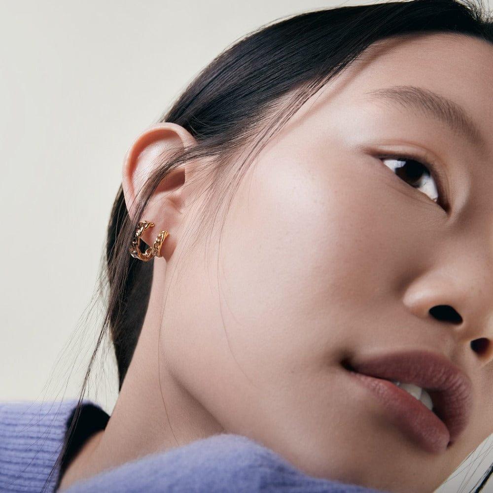 Orelia Chain Huggie Hoop Earrings - Gold