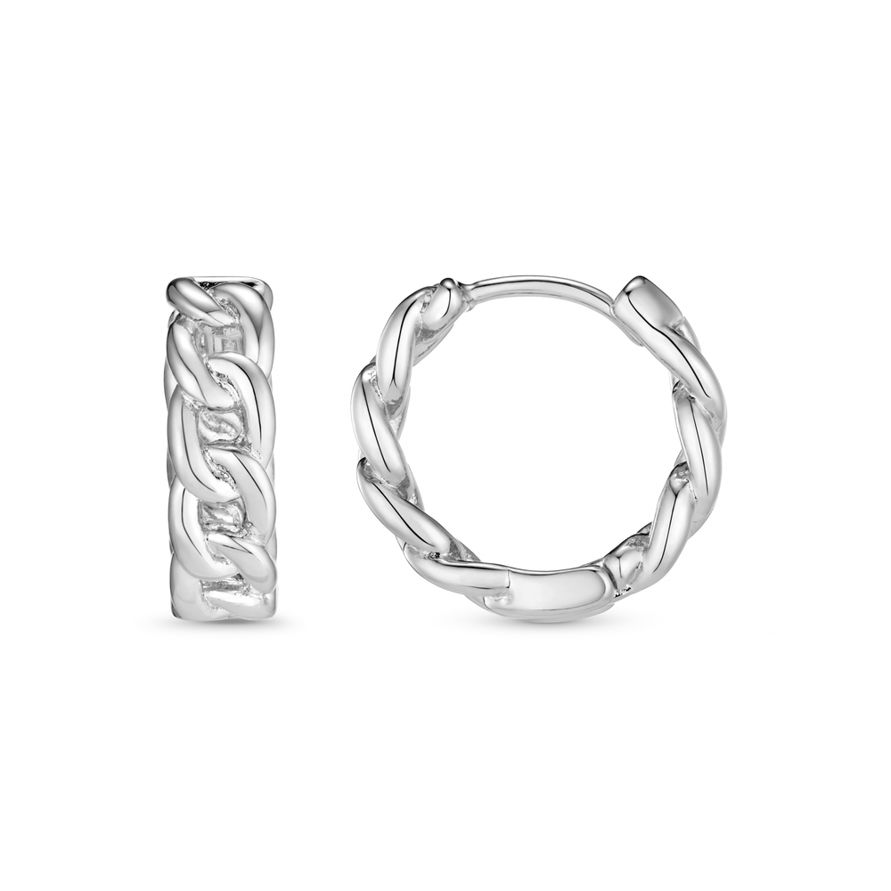 orelia Chain Huggie Hoop Earrings - Silver