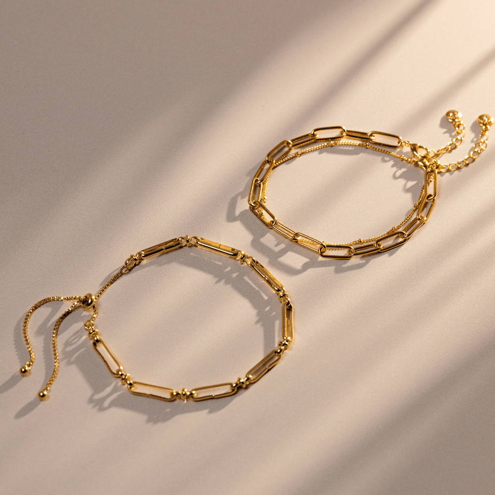 Orelia Chain Link & Satellite Bracelet Duo