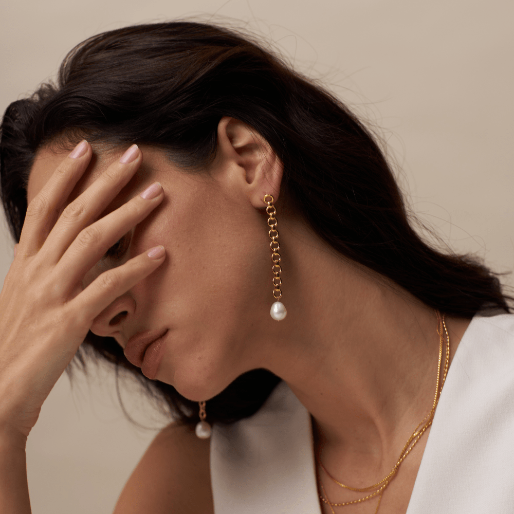 Orelia Chain & Pearl Drop Earrings