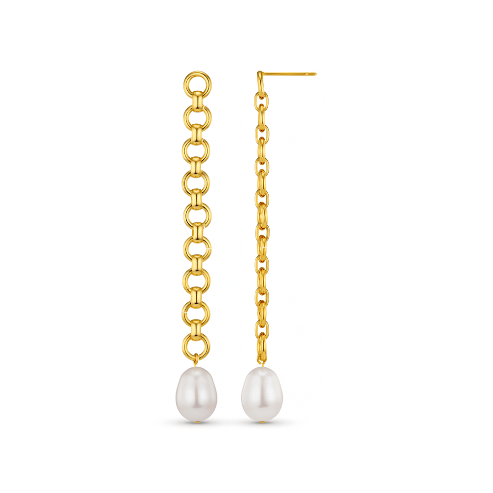 orelia Chain & Pearl Drop Earrings