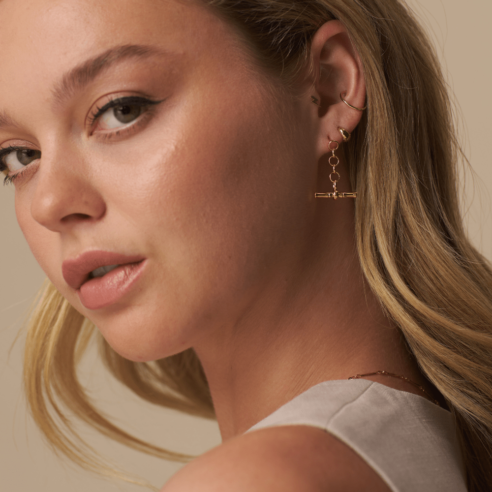 Orelia Chain & T-bar Drop Earrings