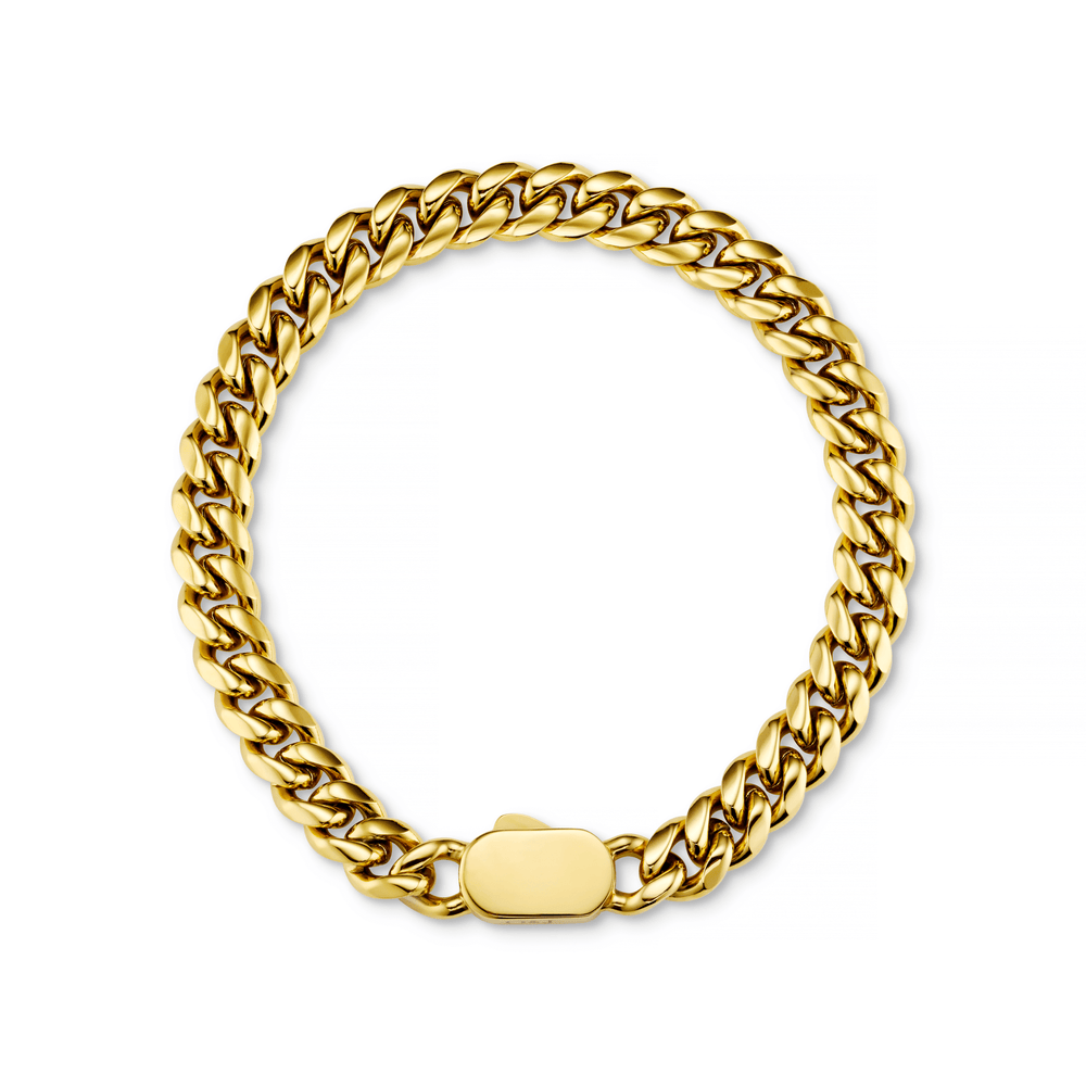 Orelia Chunky Flat Curb & Solid Clasp Bracelet - Gold