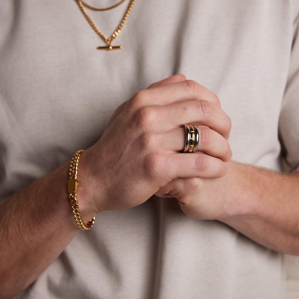 Orelia Chunky Flat Curb & Solid Clasp Bracelet - Gold