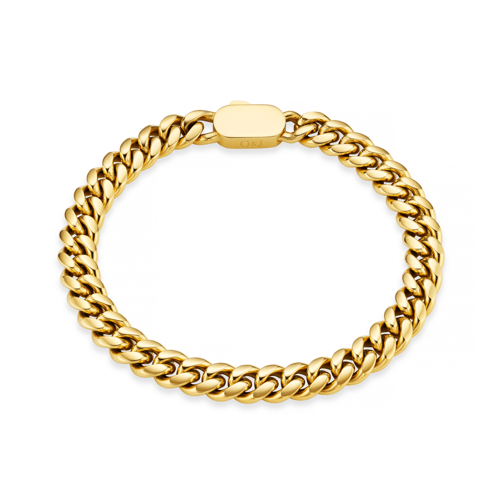 Orelia Chunky Flat Curb & Solid Clasp Bracelet - Gold