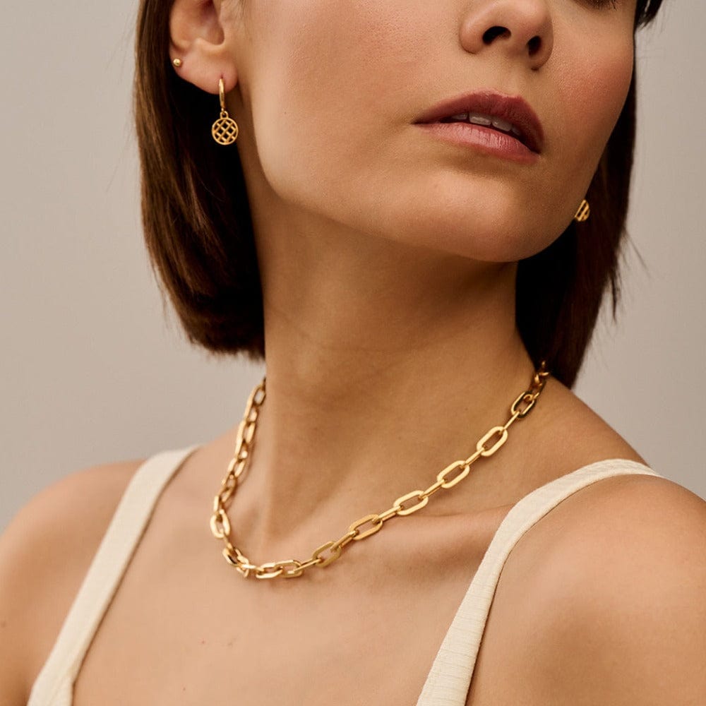Orelia Chunky Large Link Chain Necklace - Gold