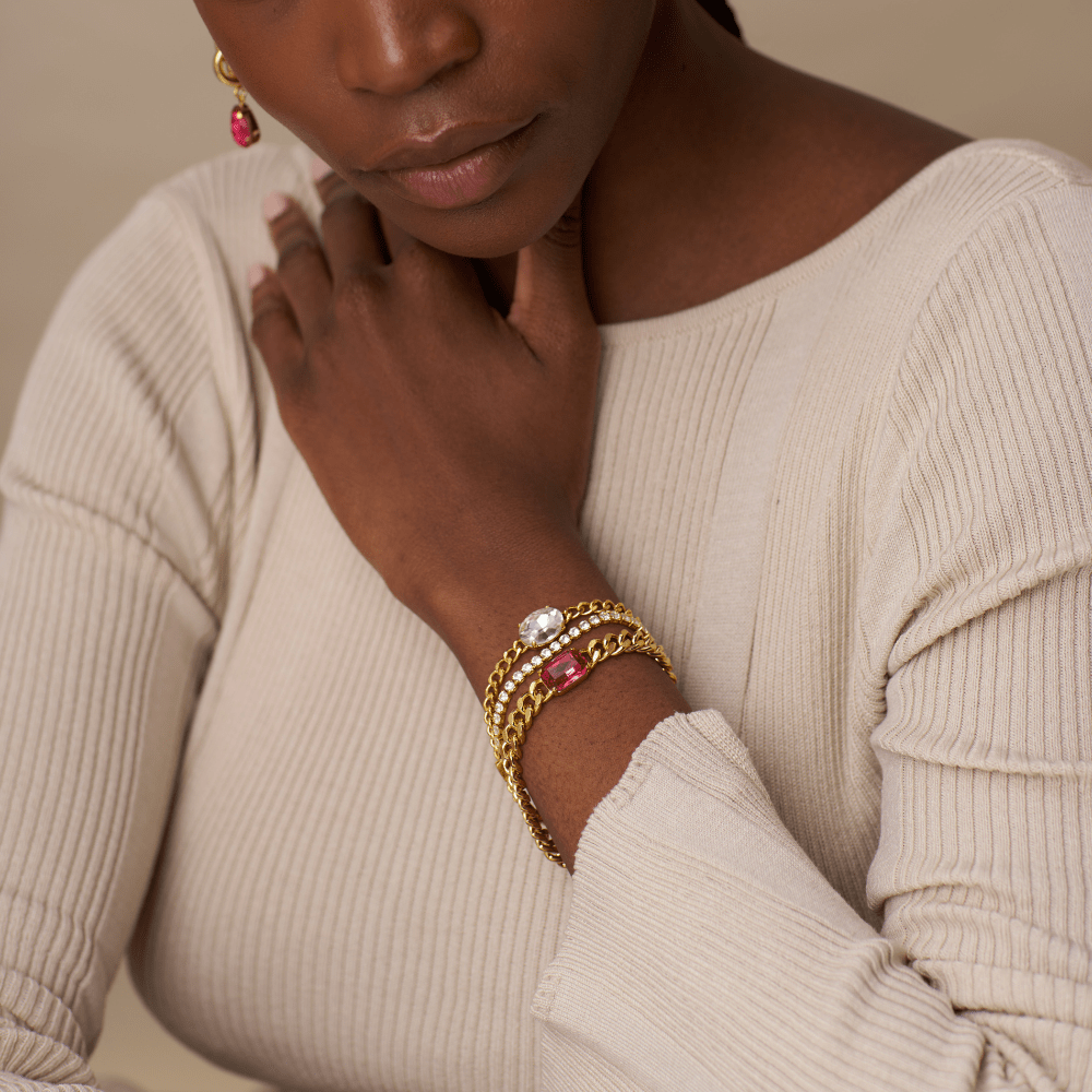 Orelia Chunky Stationed Crystal Chain Bracelet