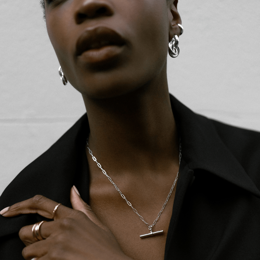 Orelia Chunky T-Bar Mid Length Necklace - Silver