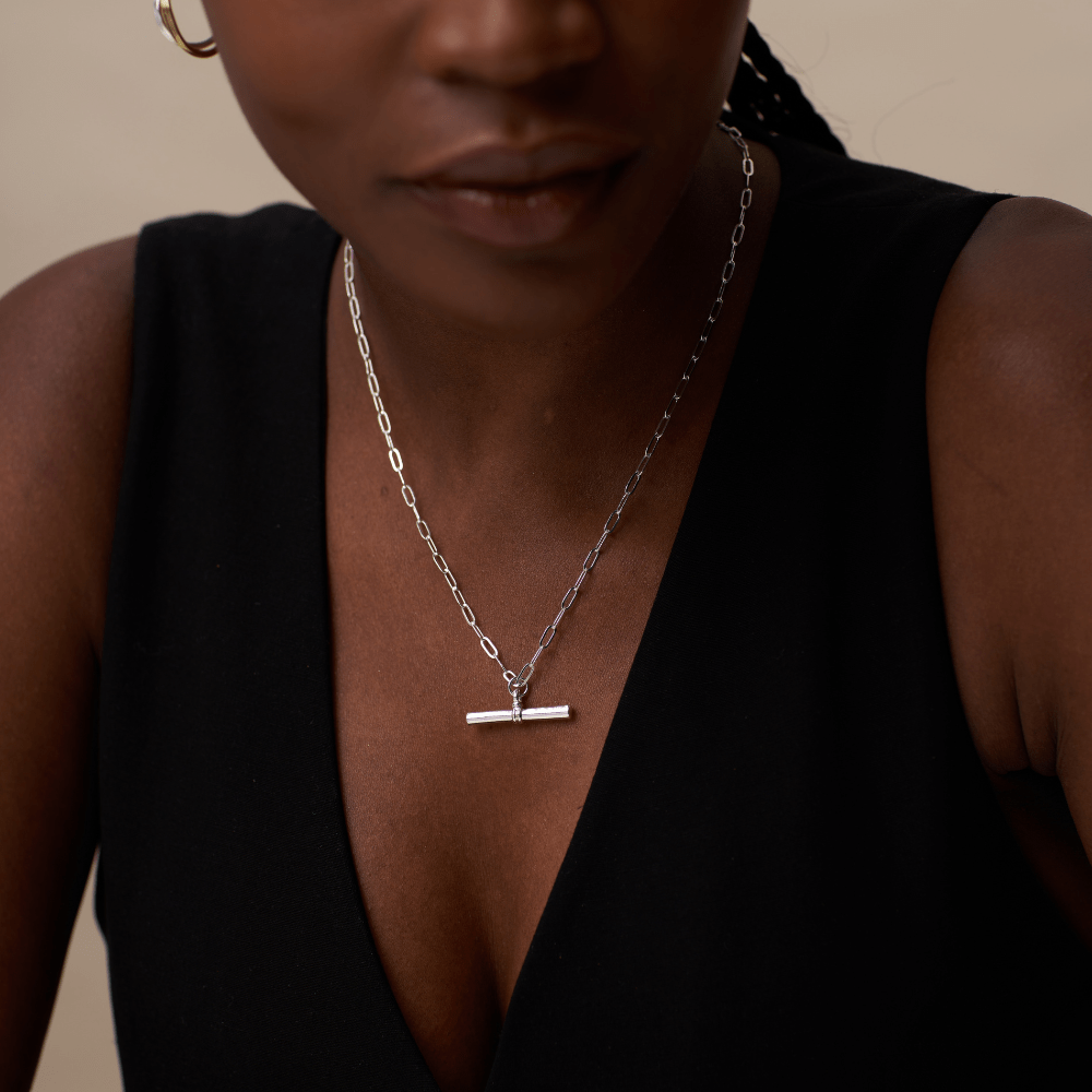 Orelia Chunky T-Bar Mid Length Necklace - Silver