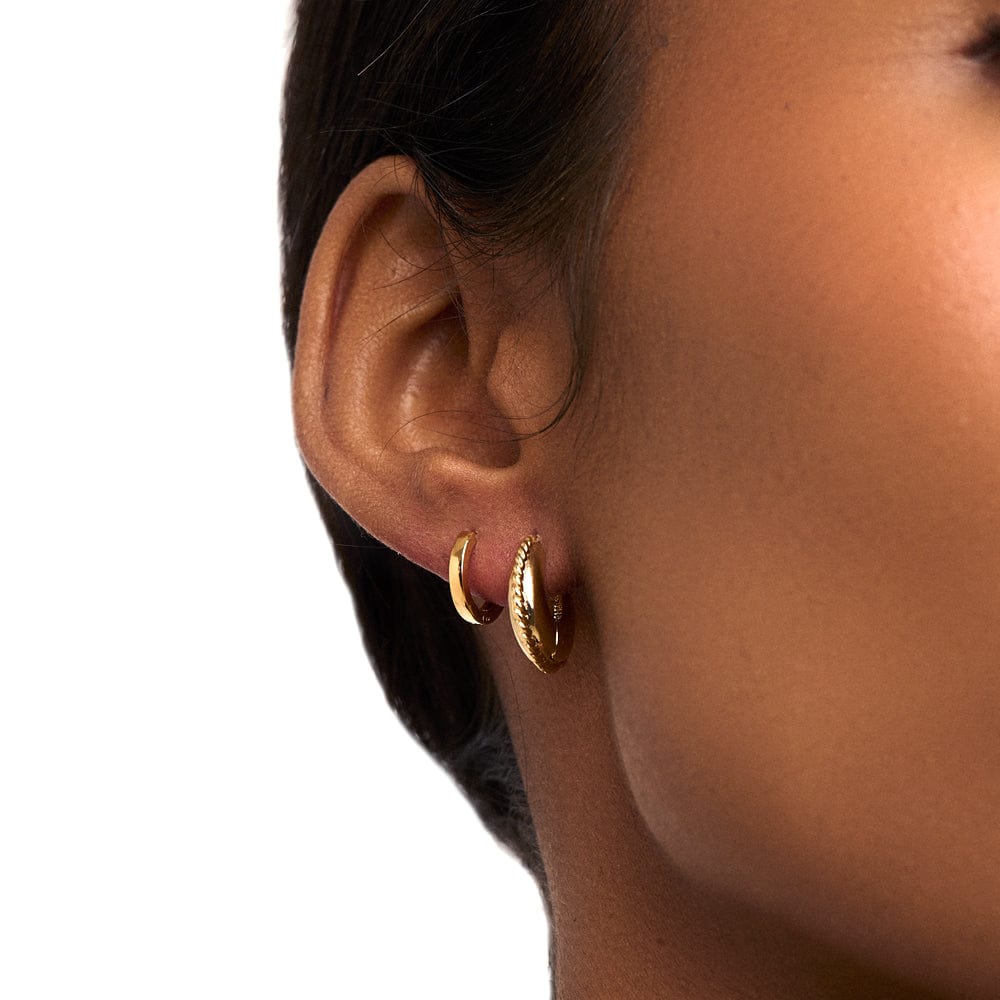 Orelia Clean Metal Huggie Hoop Earrings - Gold