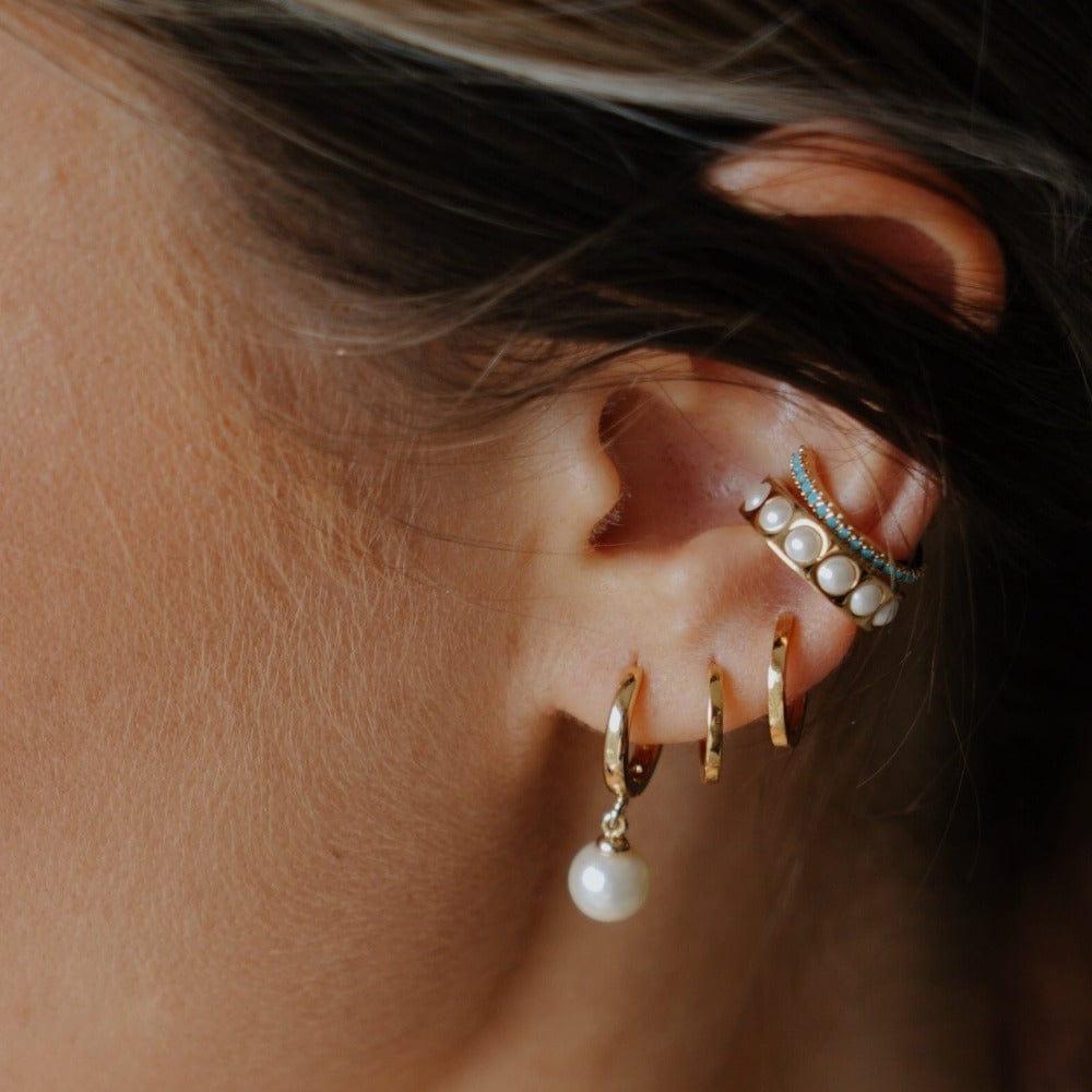 Orelia Clean Metal Huggie Hoop Earrings - Gold