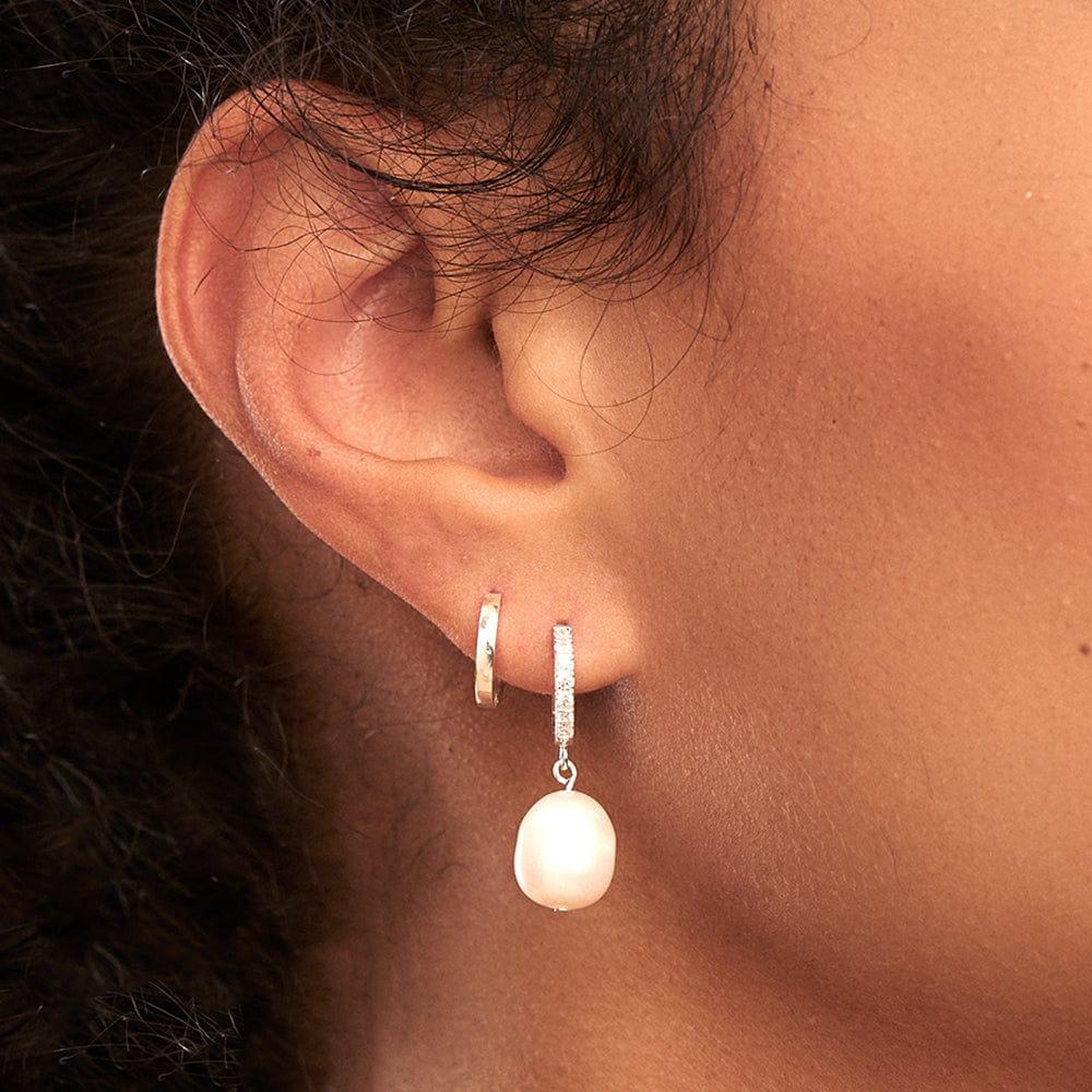 Orelia Clean Metal Huggie Hoop Earrings - Silver