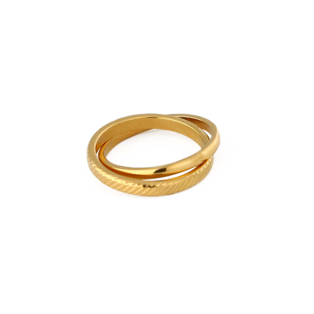 orelia Clean & Textured Interlocking Rings - Gold