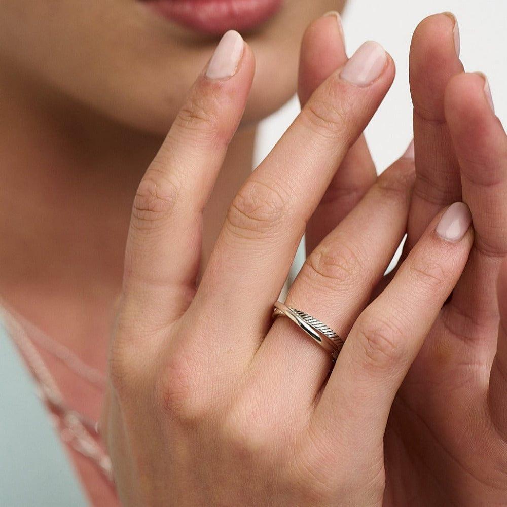 Orelia Clean & Textured Interlocking Rings - Silver