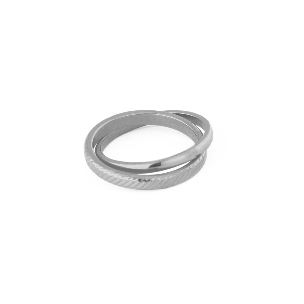orelia Clean & Textured Interlocking Rings - Silver