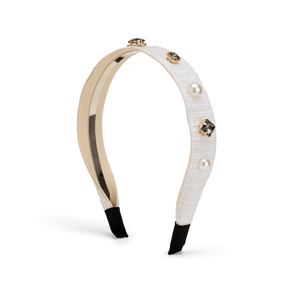 Orelia Cream Tweed Embellished Headband