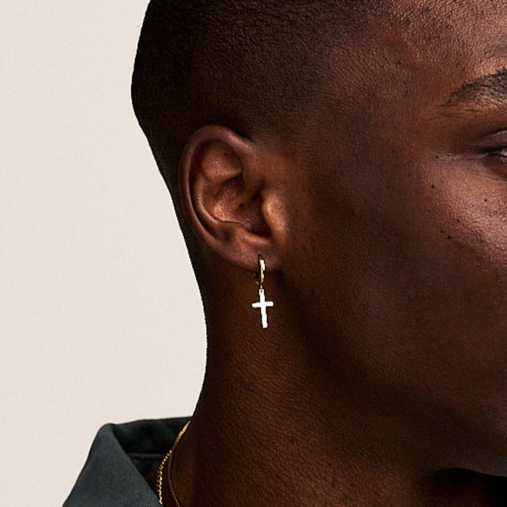 Orelia Cross Charm Hoop Earrings - Gold