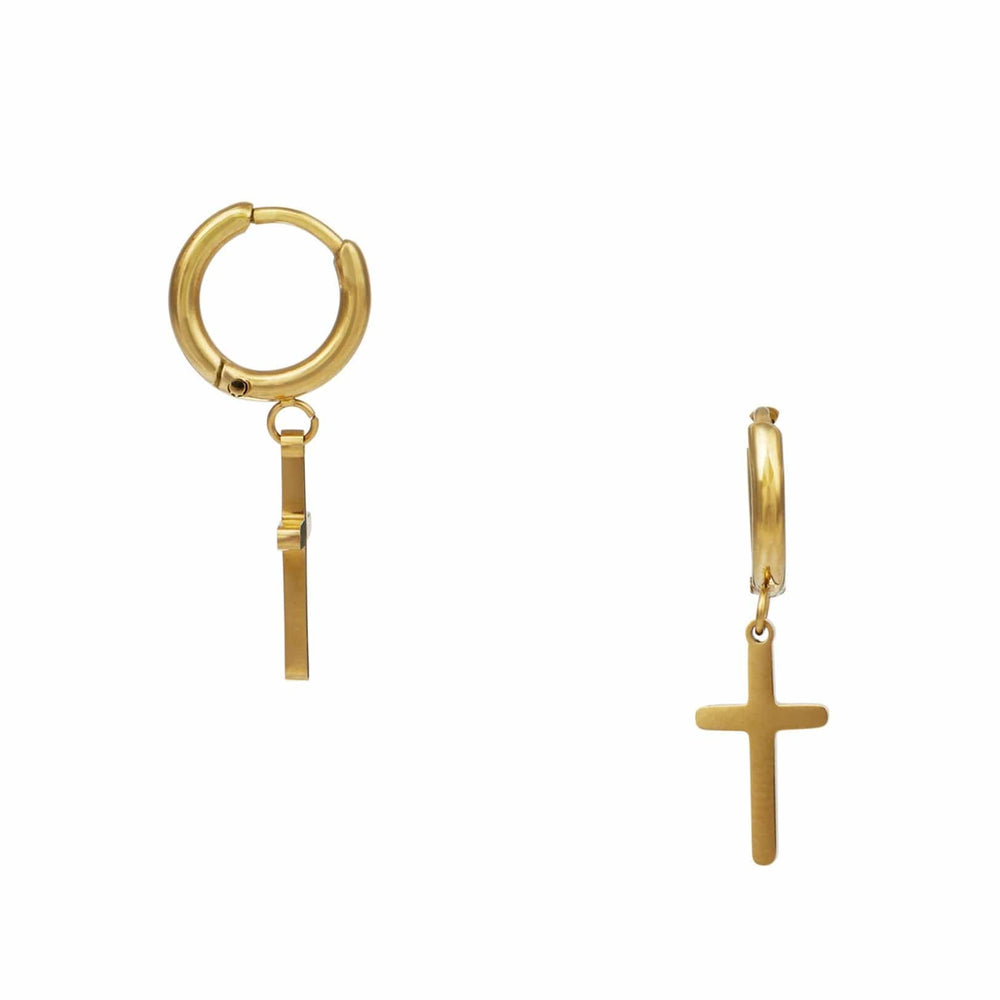orelia Cross Charm Hoop Earrings - Gold