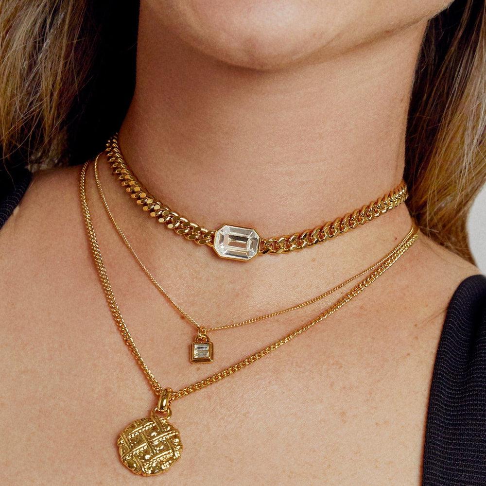 Orelia Crystal Baguette Padlock Necklace