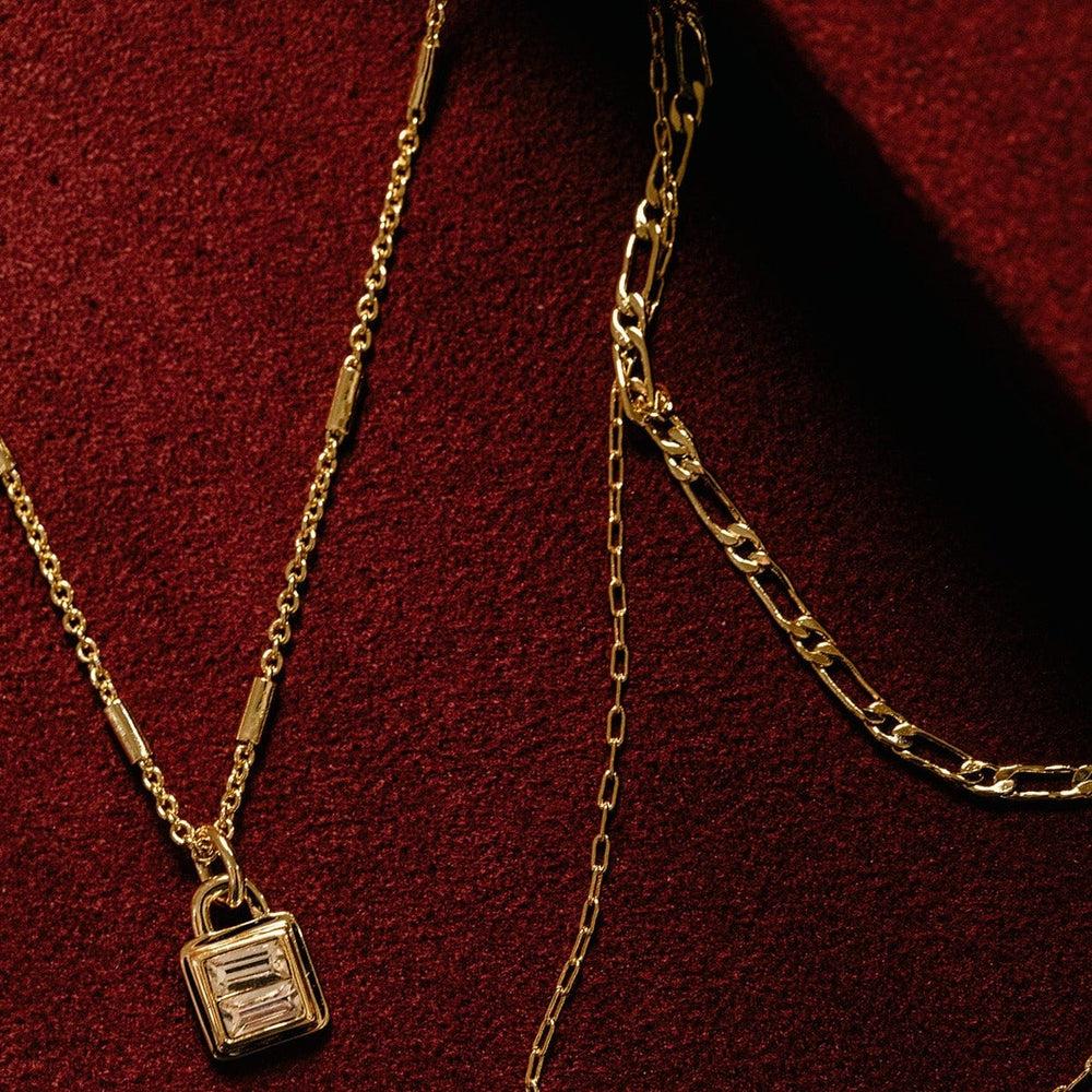 Orelia Crystal Baguette Padlock Necklace