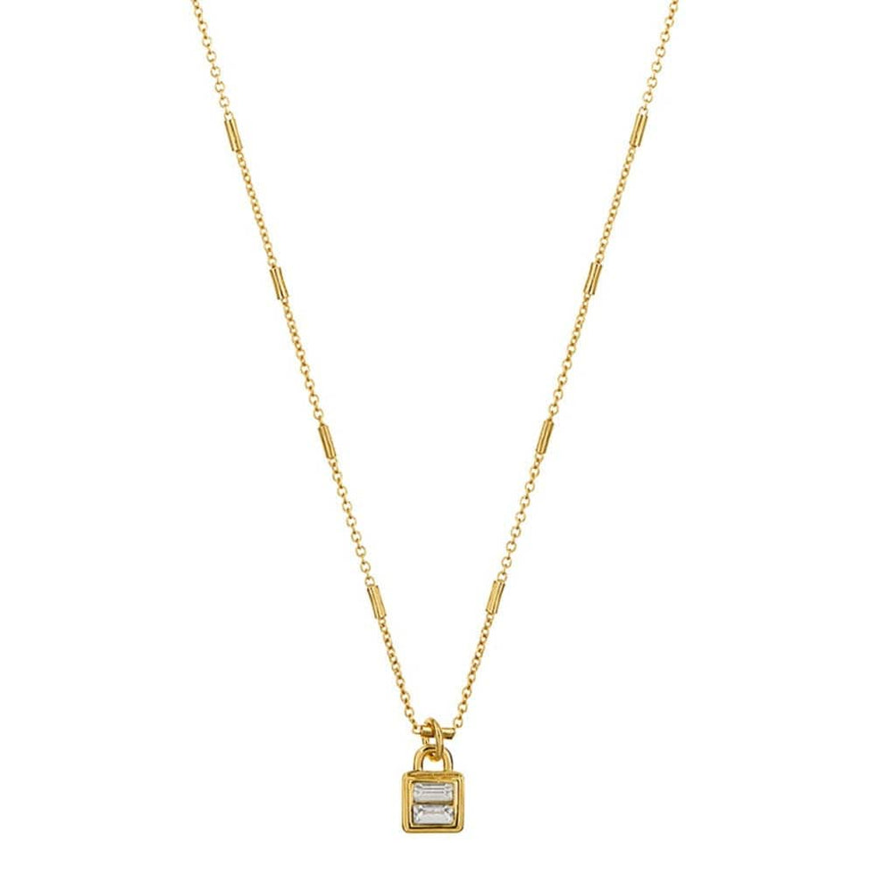 orelia Crystal Baguette Padlock Necklace