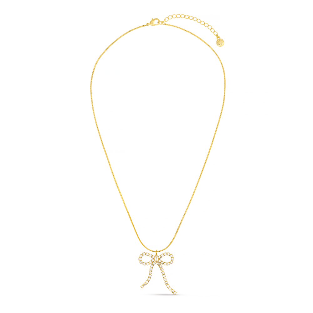 Orelia Crystal Bow Drop Necklace