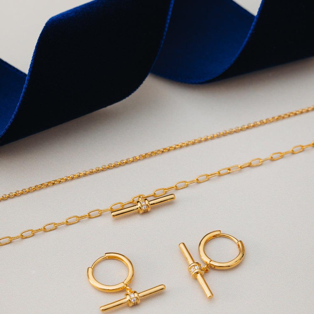 Orelia Crystal Detail T-Bar Hoop Earrings