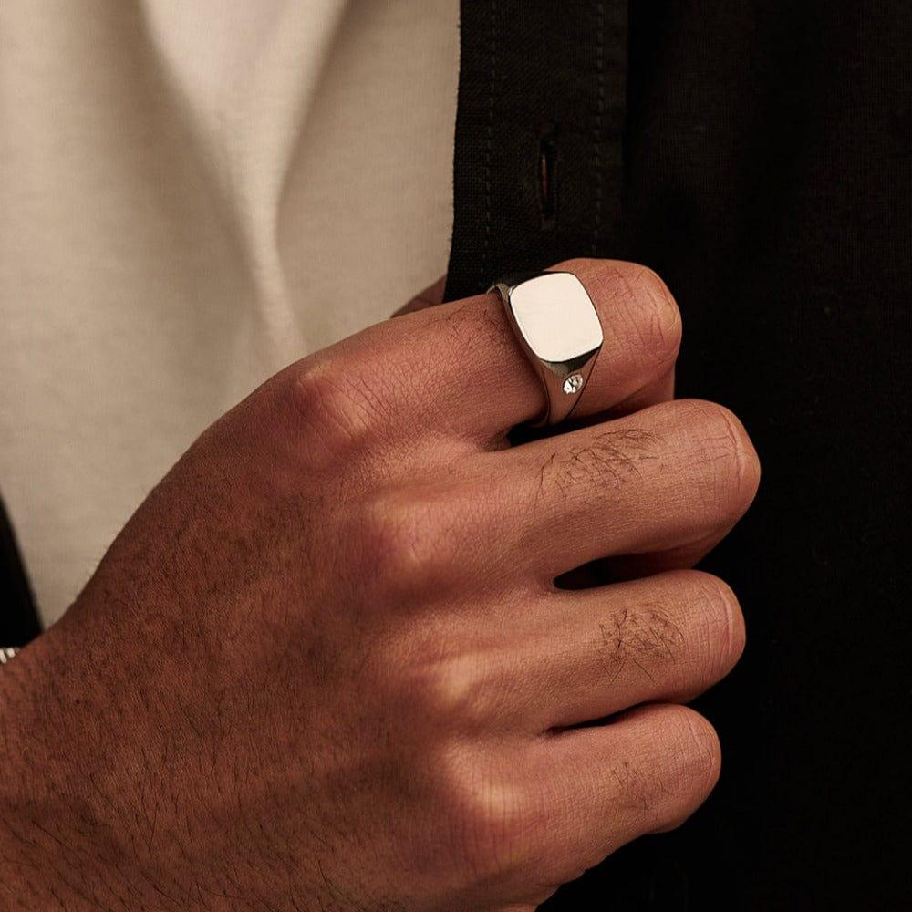 Orelia Crystal Insert Signet Ring