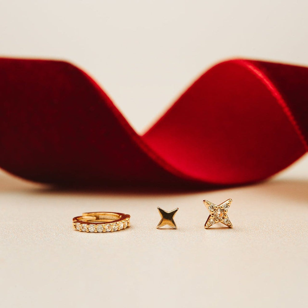 Orelia Crystal Star & Micro Pave Hoop Earrings Pack