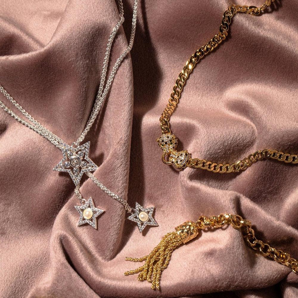 Orelia Crystal Star Tie Lariat Necklace