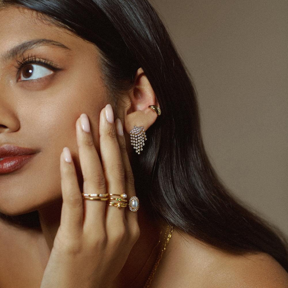 Orelia Crystal Starburst Domed Ear Cuff