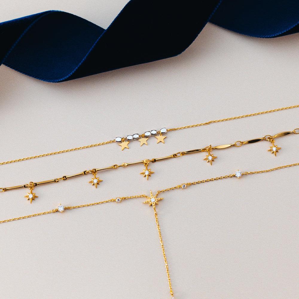 Orelia Crystal & Starburst Fine Lariat Necklace