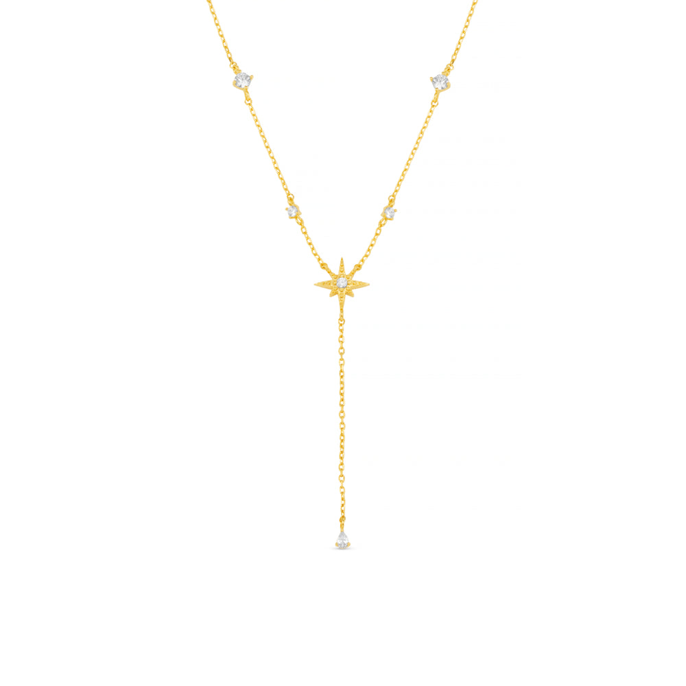 orelia Crystal & Starburst Fine Lariat Necklace