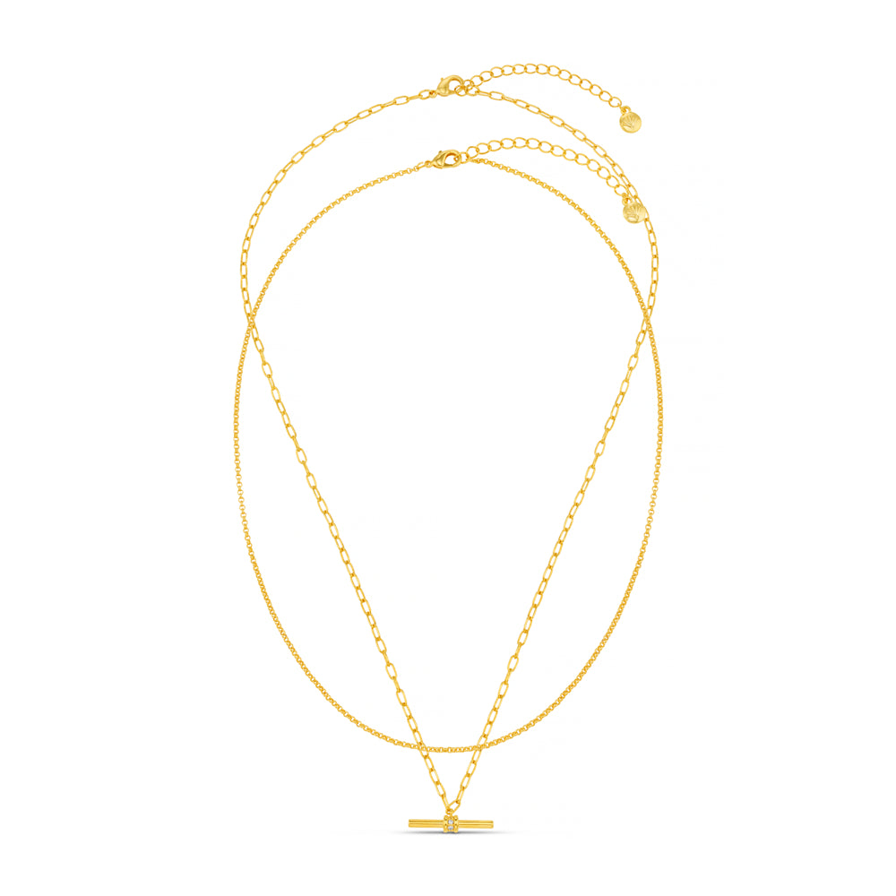 Orelia Crystal T-bar 2-Row Necklace