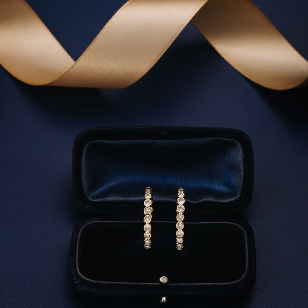 Orelia Crystal Tennis Mid-Size Hoop Earrings