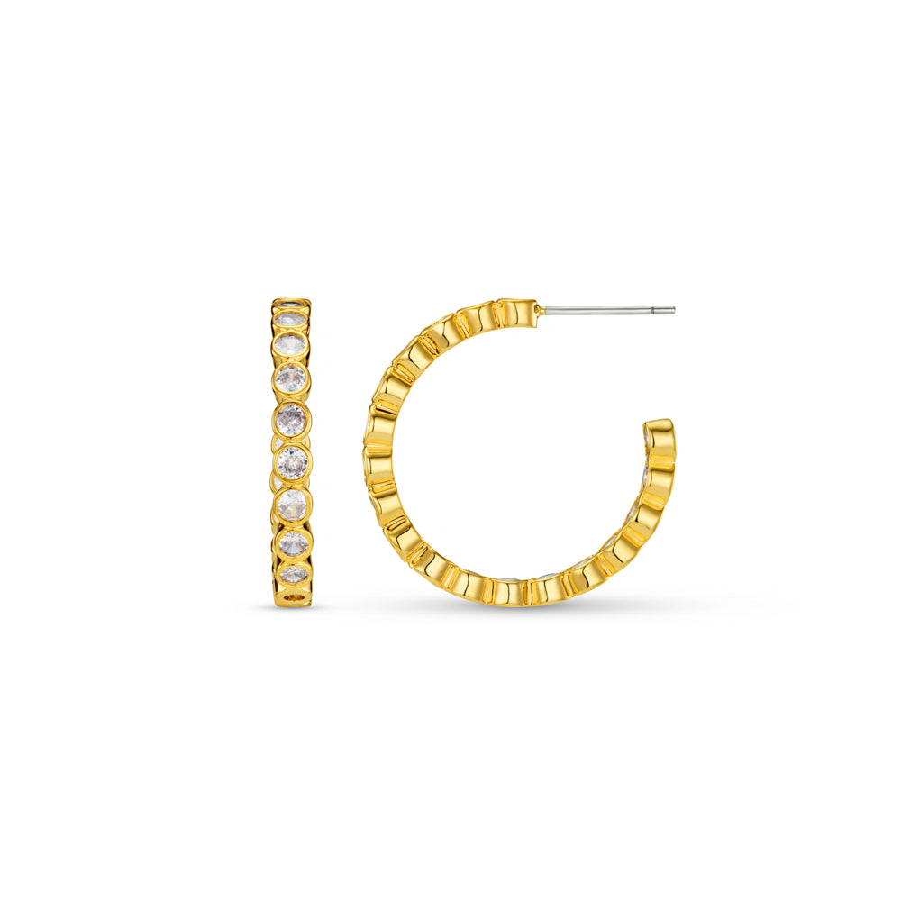 orelia Crystal Tennis Mid-Size Hoop Earrings