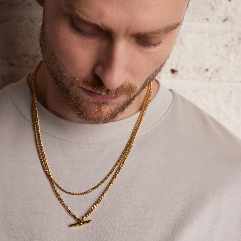 Orelia Curb Chain T-Bar Drop Necklace - Gold
